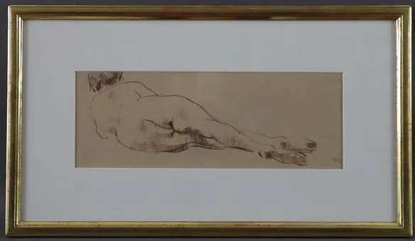 PELLEGRINI, ALFRED HEINRICH. - Fekvő akt, kréta papíron.