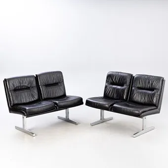 Grahl Sitzmöbel 两件皮革座椅长凳,1970-1980年代(2)。