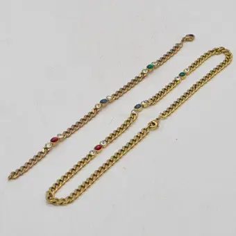 VINTAGE SMYKKESETT, FORGYLT ARMBÅND OG HALSKJEDE, SEN SLUTTEN AV 1900-TALLET.