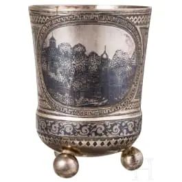 Niello-Kugelfußbecher, Russland, Moskau, Antip I. Kusmitschew, 1877