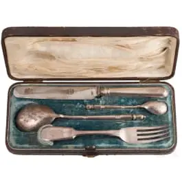 Russisches Silberbesteck im Etui, St. Petersburg, A. Nasedkin, 1889