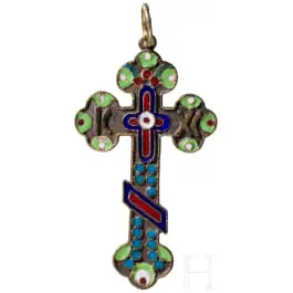 Kreuz-Anhänger mit Email, Russland, 1896-1908