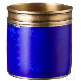 Guilloché-Emaille-Miniaturbecher (Wodkabecher), Russland, gestempelt St. Petersburg, Fabergé, Anders Nevalainen, 1908 - 1917