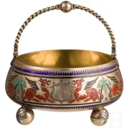 Champlevé-Email-Zuckerschale, Russland, St. Petersburg, 1880