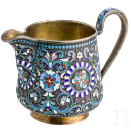 Cloisonné-Email-Sahnegießer, Russland, Moskau, D. Nikitin, 1896 - 1908
