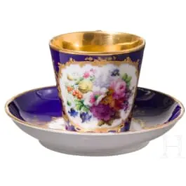 Tasse mit Untertasse, Russland, Porzellanmanufaktur Popow, Mitte des 19. Jhdts.