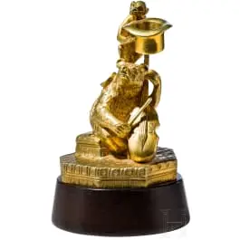 Vergoldete Bronzegruppe mit Bär, spätes 19./frühes 20. Jhdt.