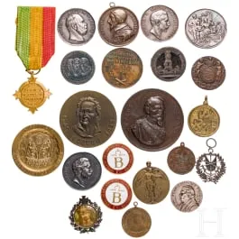 Collection of various international medals from the 19th and 20th centuries