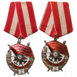 Skupina dvou řádů Rudého praporu za dvojí a trojí udělení, Sovětský svaz, od 1943