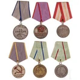 Zes Sovjet-medailles, Sovjet-Unie, vanaf 1939