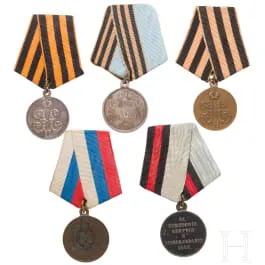 Group of five Russian medals, from 1849
