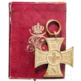 Croix commémorative badoise pour activité d'aide bénévole 1870/71 dans son écrin