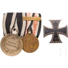 Dvoudílná koloniální stužka s vyznamenáními a Železný kříž 1. třídy 1914