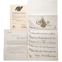 Général Gerhard Tappen - certificat pour la médaille turque Liakat en or