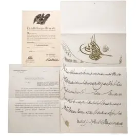 Generál Gerhard Tappen - certifikát k turecké medaili Liakat ve zlatě