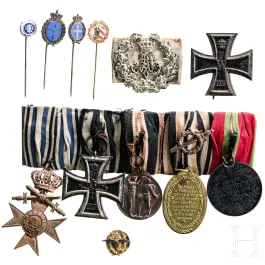 Barrette de décorations en cinq parties et autres distinctions