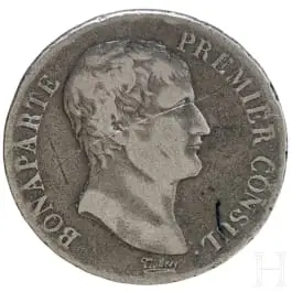 Münze mit Bonaparte-Portrait, Consulat (1799 - 1804)