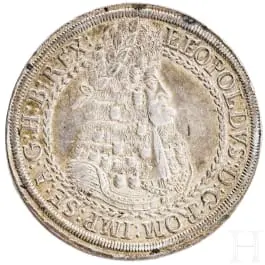 Silberner Doppeltaler Hall ohne Jahr von Leopold I. (1658 - 1705)