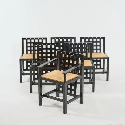 Charles Rennie Mackintosh – Quatre chaises et deux fauteuils 'Candida Cottage Chair', 1918 (design)