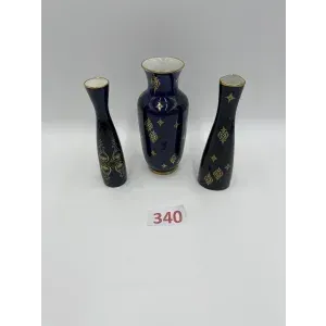 3 cobalt blue vases