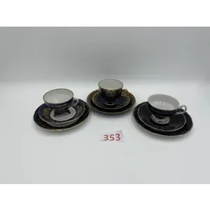 3 коллекционные чашки кобальтово-синие