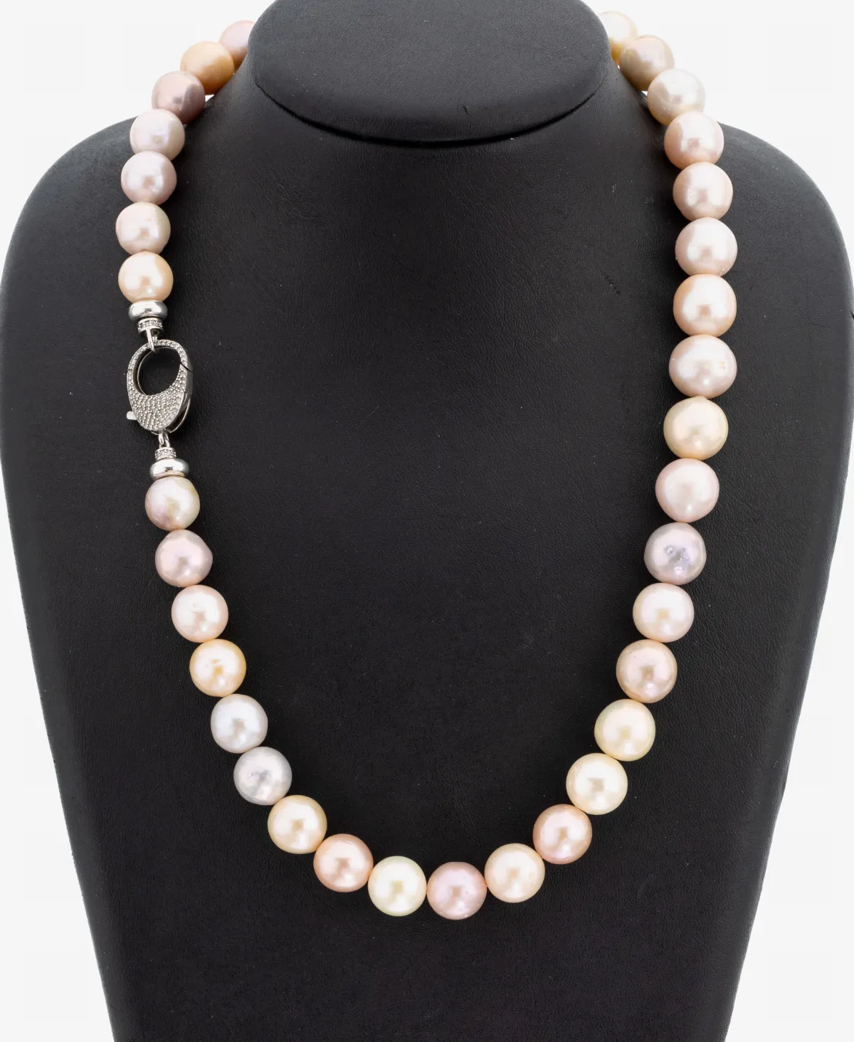 Collier de perles, perles de culture d'eau douce baroques en différentes nuances, D. env. 11,2-12,6