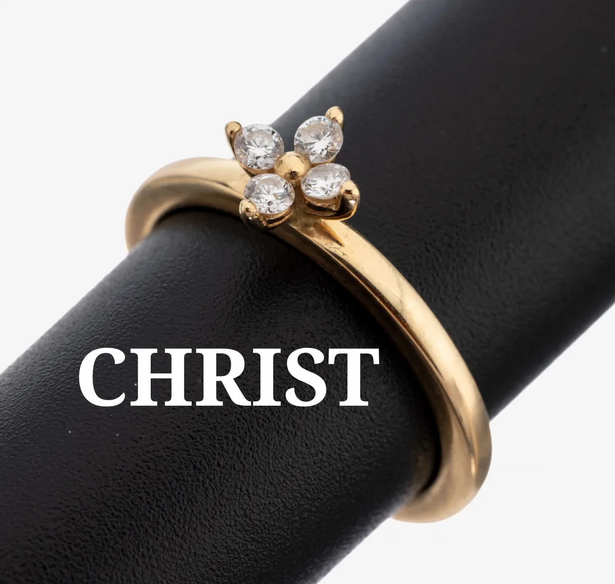 Bague diamantée CHRIST en or 14 ct, or 585/000, tête de bague fleur, 4 diamants total env.