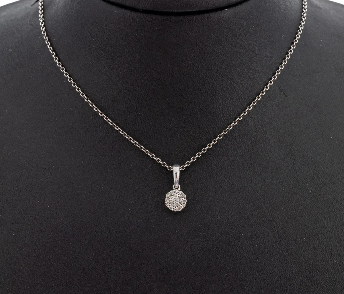 14 kt Gold Brillant Anhänger, WG 585/000, Brillanten zus. ca. 0.23 ct grav. Weiß/si,