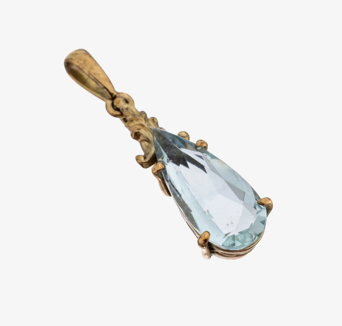 14 kt Gold Aquamarin-Anhänger, GG 585/000, facett. Aquamarintropfen ca. 2.20 ct, ca