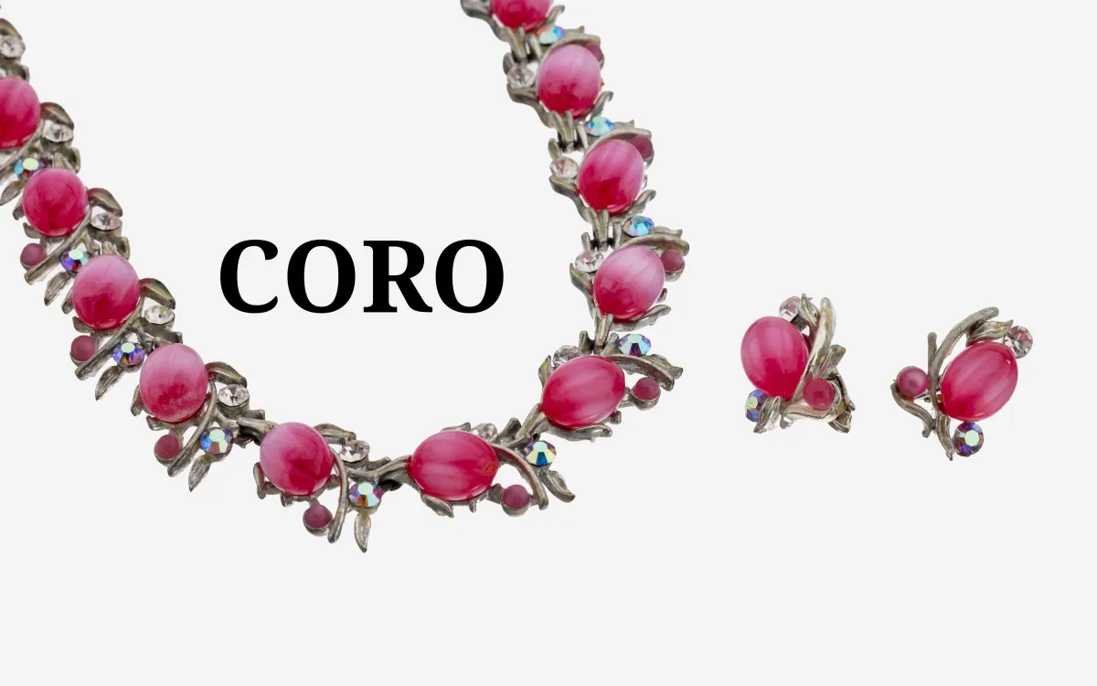 Ausgefallenes CORO Modeschmuckset, USA 1950er-60er Jahre, "Sweet Apple Blossom",