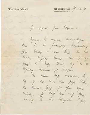 Mann, Thomas – Brief aan de schrijver Hans Hermann Wilhelm