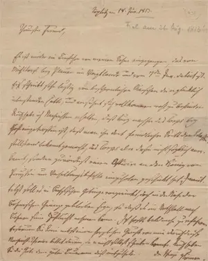Körner, Christian Gottfried – Brief aan een officier in Wenen. 1813