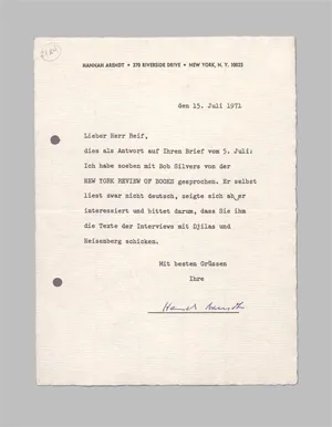 Arendt, Hannah – Brief 1971