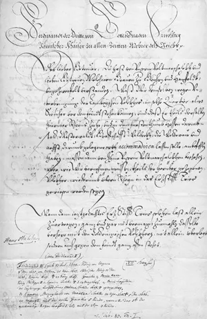 Ferdinand III., röm.-dt. Kaiser – Brief an den Grafen Bronckhorst. 1642