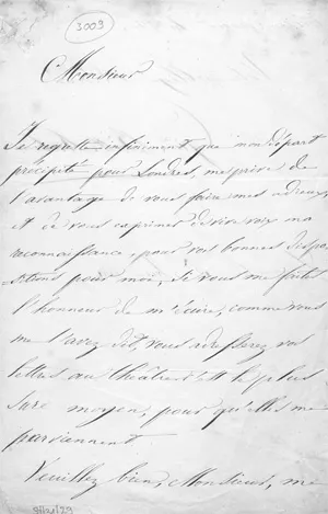 Rubini, Giovanni Battista – Brief an einen Herrn. 1842