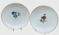 2 buc. farfurii mari "KPM" Berlin, pictură florală centrală, î-4,5 cm, diam-21,5 cm