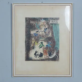 Ukendt kunstner. Farvelitografi, '' Uden titel '' (1971).