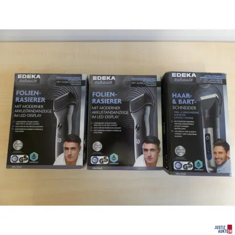 Twee foil-scheerapparaten, één haar- en baardtrimmer Edeka