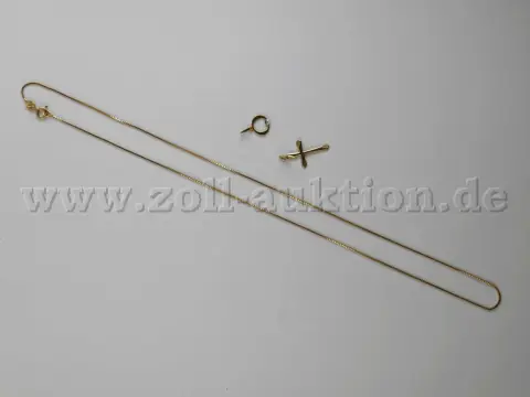سلسلة ذهب أصفر 333/1000 مع دلايتين، 333/1000
