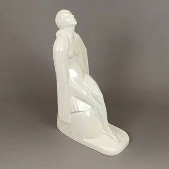 „Güneş banyosu yapan mayo giymiş hanım” – Art Déco tarzı seramik heykel