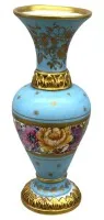 مزهرية مرسومة يدويًا "Capodimonte"، زهور وزخارف ذهبية، ارتفاع 23,5 سم
