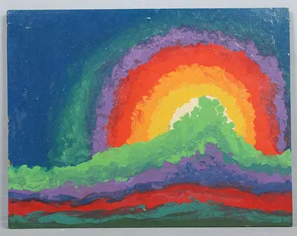 Ukendt kunstner. 'Regnbue', olie på hård træfiberplade.