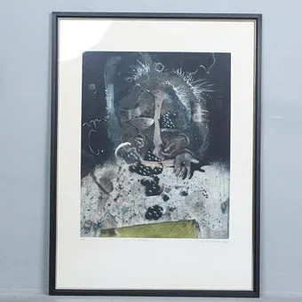 Reinhardt Zado (1951). 'Szőlőevő', színes rézkarc, kiad. 9/100, szignált.