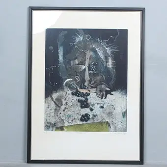 Reinhardt Zado (1951). 'Szőlőevő', színes rézkarc, kiad. 9/100, szignált.