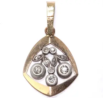 Privjesak zlato dijamanti starog brušenja 0,34 ct
