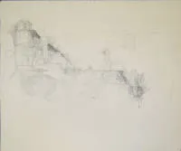 Peter Ackermann,海德堡城堡与废墟,2幅1970年代铅笔画
