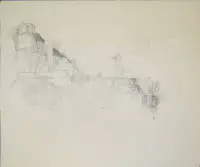 Peter Ackermann, Castillo de Heidelberg y ruina, 2 dibujos a lápiz de los años 1970