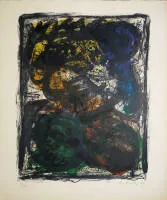 Pierre Alechinsky, Pays Noir, 1962 imzalı renkli litografi