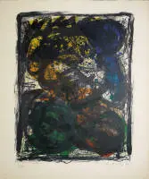 Pierre Alechinsky, Pays Noir, litografía en color firmada de 1962