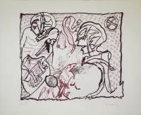Pierre Alechinsky,Pour Malcom Lowry,1969年签名彩色铜版画